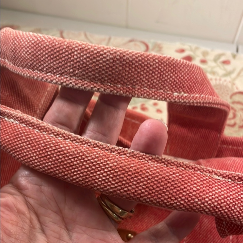 L.L. Bean RARE Sig Salt Wash Red Canvas Boat & Tote Check Print Inside - Picture 5 of 14